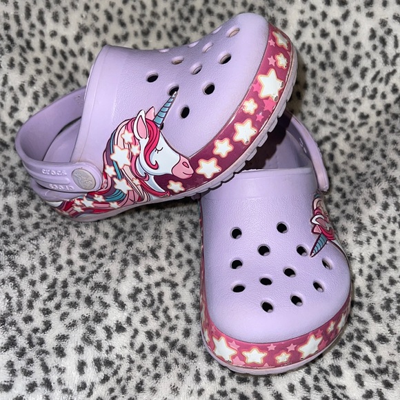 purple unicorn crocs